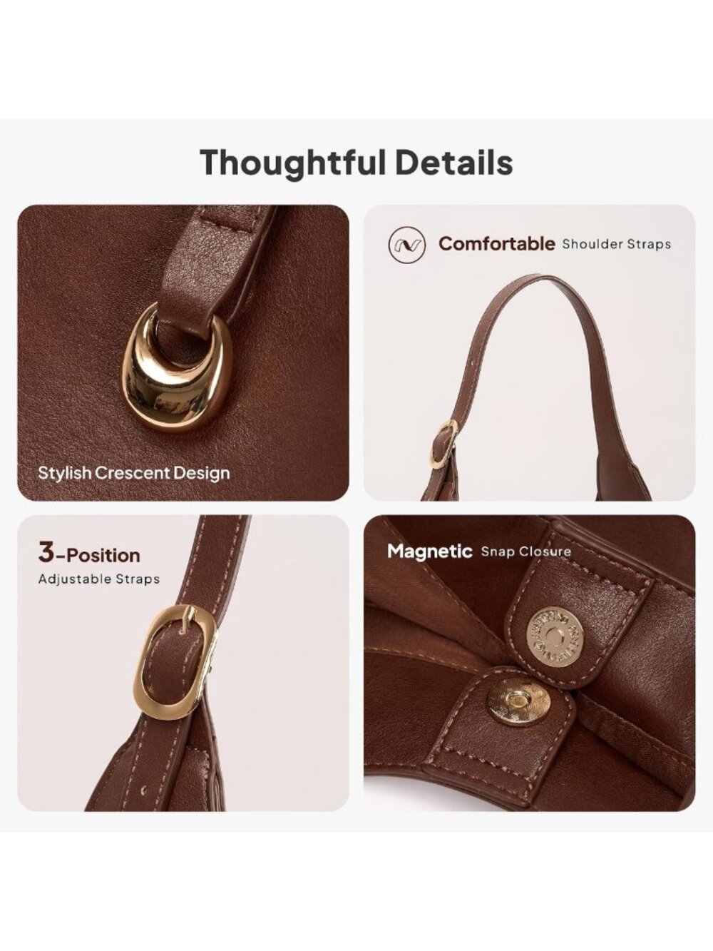 Chic Slouchy Hobo Bag for Women, Large PU Leather Shoulder Tote with Wallet - Picture 6 of 8